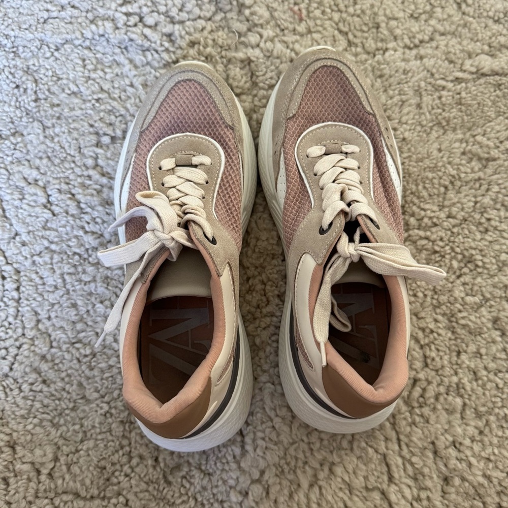 Zara Women's Blush and Beige Sneakers sz38. In great condition